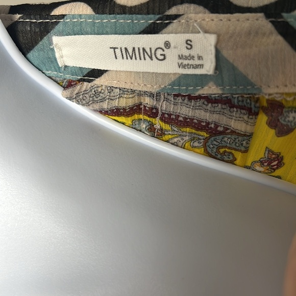 Multi Print Sheer Tie-Front Blouse - Picture 3 of 3